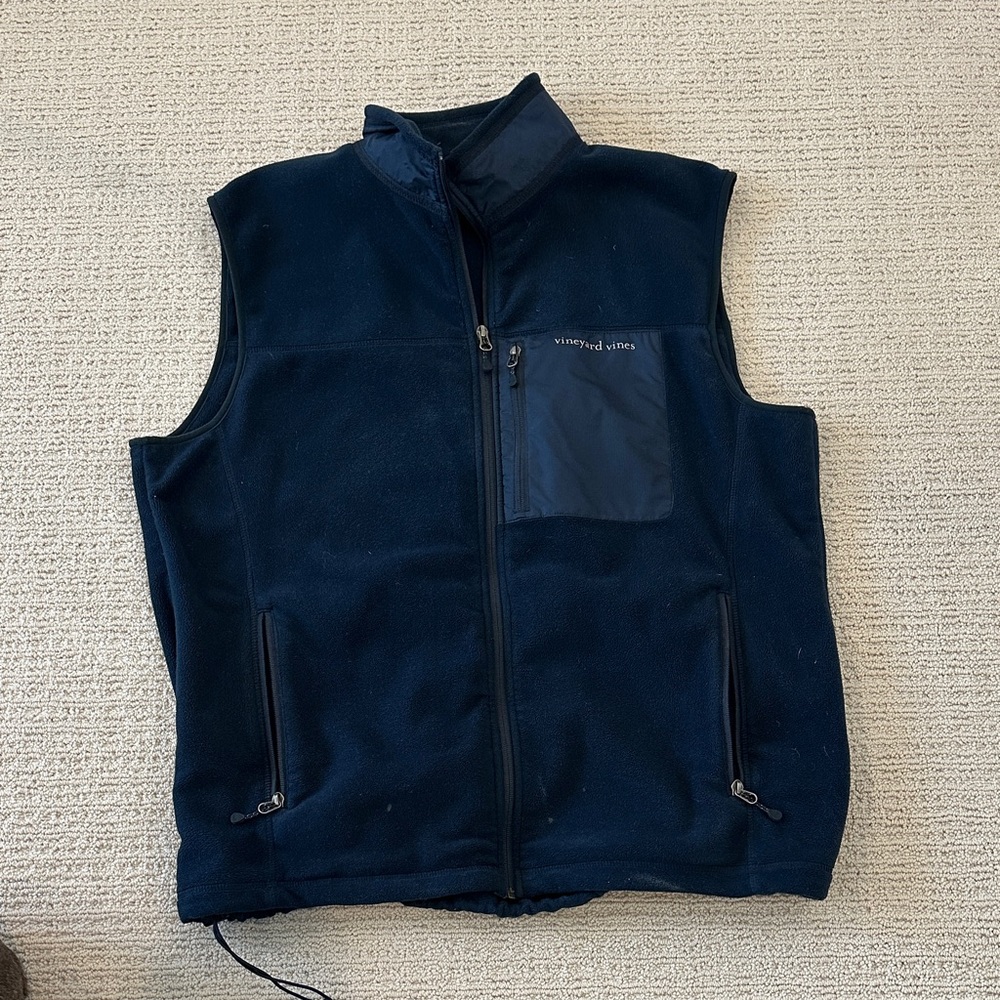Vineyard Vines Men's Dark Blue Fleece Vest